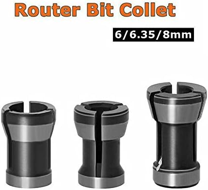 3Pcs Assortment Chuck (6mm 6.35mm, 8mm) Router Collet Set 6mm 6.35mm 8mm Chuck Heads Adapter for Drills Engraving Trimming Carving Machine Electri...