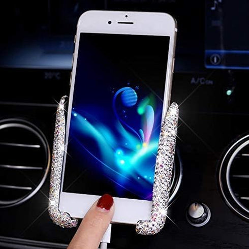 Bling Car Phone Holder Mini Car Dash Air Vent Automatic Phone Mount Universal 360°Adjustable Crystal Auto Car Stand Phone Holder Car Accessories f...