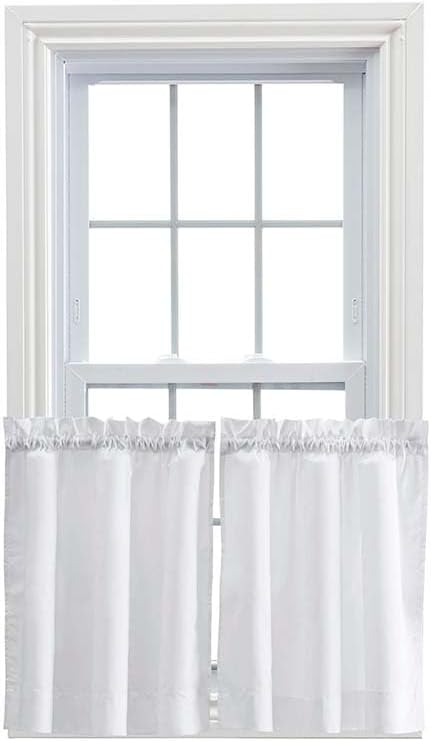 Ellis Curtain Stacey Sheer 56-by-30 Inch Tailored Tier Pair Curtains, White, 56x30...