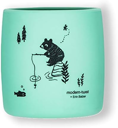 modern-twist Sip Set, Food-Grade Silicone, Waterproof, Dishwasher, Freezer Safe, Reusable Cups – Green Bear Family, Pack of 2...