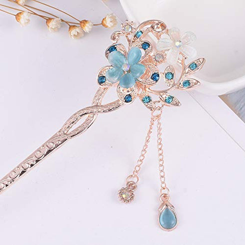 Retro Chinese hairpin The Chinese ancient headdress hairpin hairpin is simple. The flower hairpin is designed for female girls' long hair with bea...