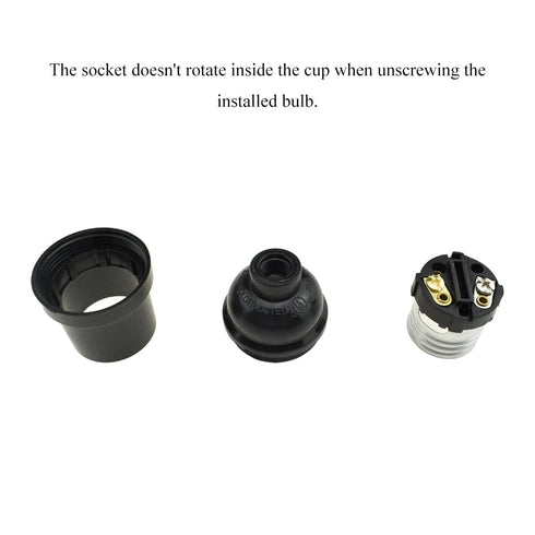 HAHIYO E26 Lamp Socket Screw in Mount Light Socket Bulb Holder Fixture Easy Wire Tighten Down Not Loose Twist PBT+ Plastic Maximum for Decor Table...