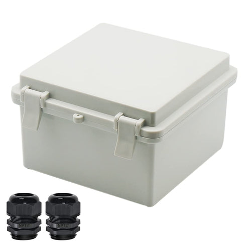 Zulkit Junction Box ABS Plastic Dustproof Waterproof IP65 Electrical Boxes Hinged Shell Outdoor Universal Project Enclosure with 2 Cable Glands 5....