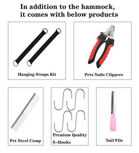Pet Grooming Hammock Dog Cat Relaxation Grooming Sling Helper, Breathable Pet Grooming Hammock for Nail Trimming, Ear/Eye Car with Nail Clippers/T...