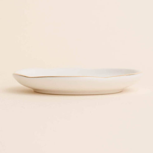 Sweet Water Decor Ring Jewelry Dish Tray | Great for Her Engagement Engaged Ring Dish Holder Bride Ring Holder Gold Ceramic Trinket Tray Wedding A...