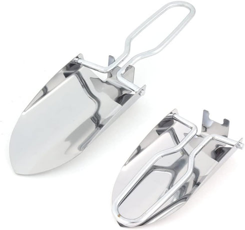 1PC Portable Stainless Steel Folding Shovels Small Foldable Garden Trowel Shovel Garden Tools for Hiking Outdoor Gardening and Potting Tools, Silv...