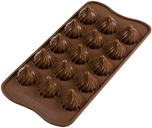 silikomart | SCG28 Silicone Mould for Choco Flame Chocolates, Non-Stick, 15 Chocolates, Pack of 1 Mould for Sweets, Easy Choc 3D, Ø 27 h 28 mm, Ma...
