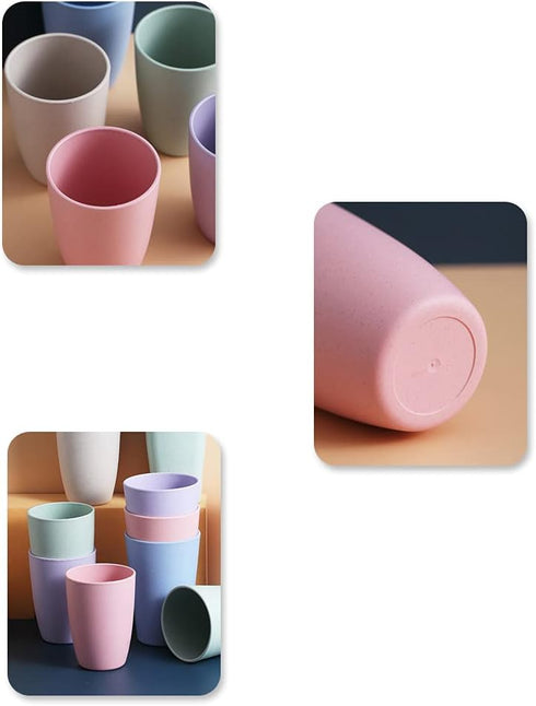 NeschToy 12oz Small Drinking Tumblers, Unbreakable Wheat Straw Cups for Camping Party, Reusable Water Glasses for Beverage Ice Tea, Dishwasher Saf...