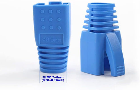 50 Pcs Cat7 Cat7A Cat8 Strain Relief Boot, RJ45 Plug Connector Cover Modular Network Plug Connector Cap Cable Connector Boots, Blue...