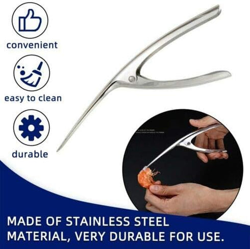 ELEDUCTMON Shrimp Deveiner Tool with Ergonomic Handle - 2-in-1 Prawn Cleaner & Seafood Peeler Knife for Kitchen, Restaurants, BBQ - Dishwasher Saf...