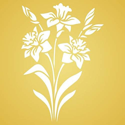 Daffodil Stencil, 6.5 x 9 inch (M) - Spring Flower Floral Perennial Stencils for Painting Template...