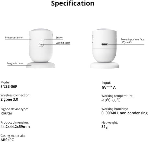 SNZB-06P Zigbee Human Presence Sensor Rardar Detector Motion Sensor Smart Home Automation for Alexa Alice ZHA Zigbee2MQTT (1)...