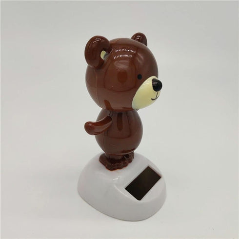 1Pc Brown Solar Dancing Bear Toy Solar Powered Dancing Figurine Car Dashboard Decor, Bobbling Head Bear Toys Shaking Head Dolls Solar Power Kits...