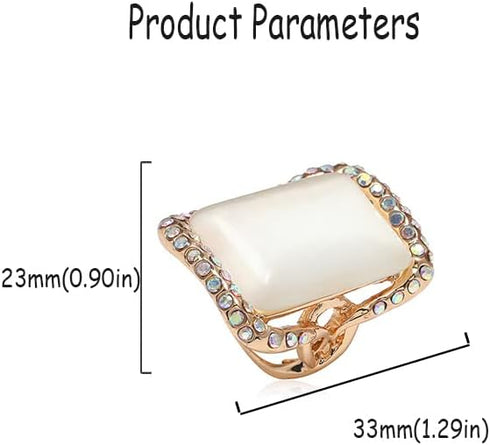 Retro Big Rectangle Statement Ring for Women Girls Gold Plated Cubic Zirconia Geometric Band Rings Comfort Fit CZ Engagement Wedding Birthday Chri...