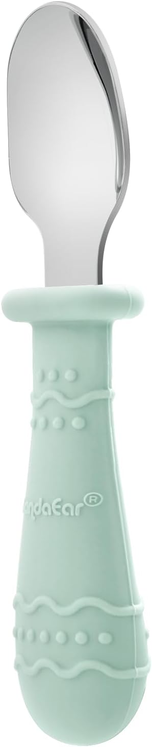 PandaEar Baby Feeding Set| 2 Pack Silicone Divided Suction Plate, 2 Set Toddler Spoons & Forks| Baby Led Weaning Supplies Self Feeding Eating Uten...