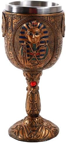 Pacific Giftware Egyptian Pharaoh King Tutankhamun Golden Wine Goblet Stainless Steel Liner 6oz...