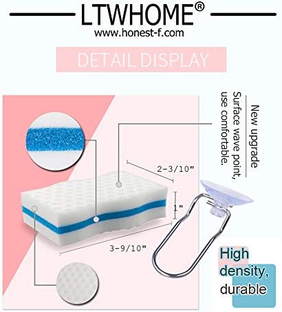 LTWHOME Magic Scrubber Dual Sided Cleaning Melamine Foam100X 60X 25mm with Sponge Holder Set (Pack of 22)...