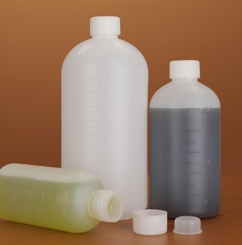 2PCS 1000ml/34oz Empty Plastic Small Mouth Graduated Lab Chemical Container Reagent Bottle Sample Liquid Sealing Reagent Bottle Boston Rounds Liqu...