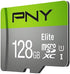 PNY 128GB Elite Class 10 U1 microSDXC Flash Memory Card - 100MB/s, Class 10, U1, Full HD, UHS-I, Micro SD...