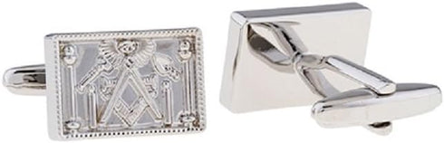 Freemason Masonic Mason Rectangle Pair Cufflinks in a Presentation Gift Box & Polishing Cloth...