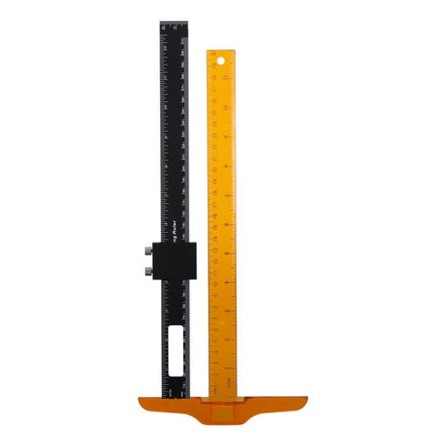 Precision Pocket Ruler 8 Inches Woodworking Scribing Ruler T Track Tool Layout Marking Measuring Ruler with Slide Stops Folding Metal Kit...