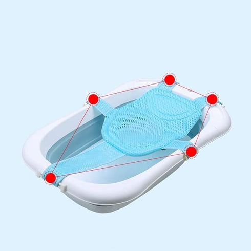 Baby Bath Seat Infant Bathing Support Mat with Five Safety Support Corner Adjustable Antiskid Bath Net Cushion Universal Baby Shower Net Pad Comfo...