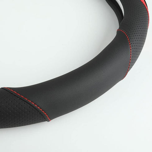 Car Steering Wheel Cover, Leather Steering Wheel Cover Red Universal 14.5-15 Inch Microfiber Leather Anti-Slip Breathable Auto Steering Wheel Cove...