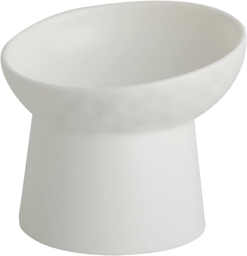 Small Ceramic Raised Cat Bowls, Tilted Elevated Food or Water Bowls, Stress Free, Backflow Prevention, Dishwasher and Microwave Safe, Lead & Cadmi...