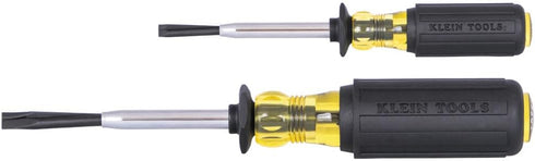 Klein Tools 85153K Slotted Screw-Holding Screwdriver Set, 3/16-Inch, 1/4-Inch Split-Blade Flat Head Driver, Positive Gripping Action, 2-Piece...