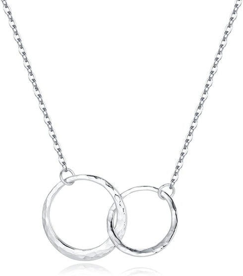 Sterling Silver Two Interlocking Circles Necklace Infinity Mother Daughter Necklace, Best Friend Sister Necklace Birthday Gift...