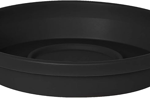 Bloem Terra Pot Round Drain Saucer: 14" - Black - Matte Finish, Durable Resin, Ribbed Bottom, for Indoor and Outdoor Use, Gardening, Planter Not I...