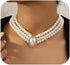 Denifery Boho 3 Tier Dainty Rhinestones Pearls Chunky Short 1920s Choker Necklace Chain Multilayer Choker Pendant Necklaces Prom Party for Women...