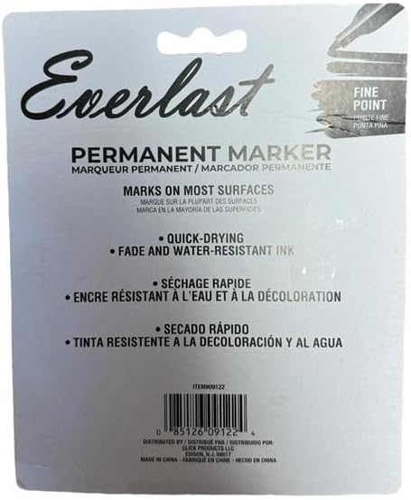 Everlast Permanent Marker, Fine Point, Black - Pack of 10 Merchandise Sticker....