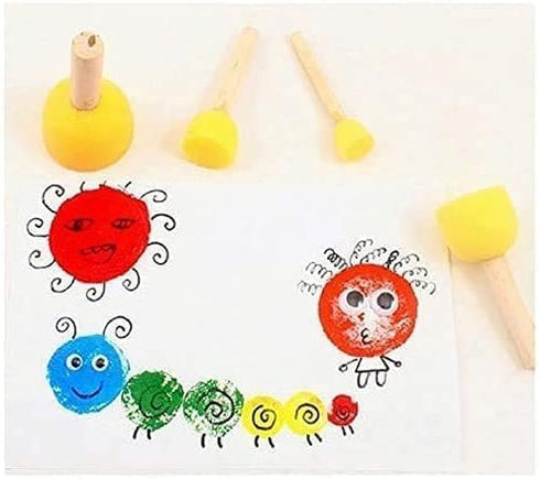 WAFJAMF 30 Pcs Assorted Size Round Sponges Brush Set 4 Sizes DIY Painting Tools- Yellow...