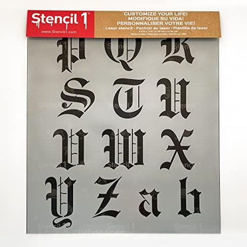 Stencil1 Old English Letter Stencils 2" - Letters & Numbers - Mylar Uppercase & Lowercase Alphabet for Hand Painting, Drawing & Cutting - Perfect ...