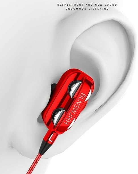 Wired Earphones with Microphone Headset Stereo Sound Quality Noise Canceling Headphones for Running/Cooking/Gym/Sports (A4- Red)...