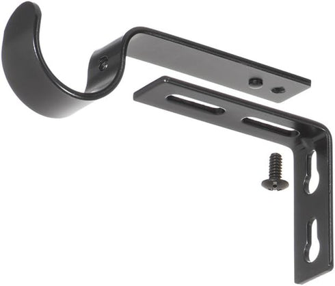 Ivilon Adjustable Brackets for Curtain Rods - for 1 or 1 1/8 Inch Rods. Set of 2 - Black...