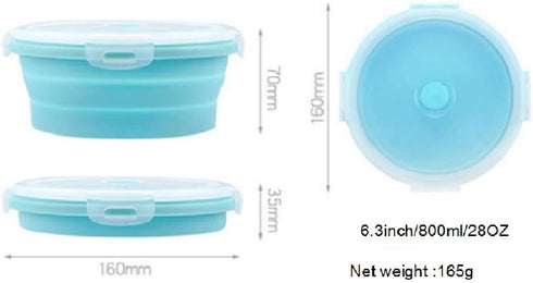 3Pack Collapsible Silicone Food Storage Containers with Lid 40OZ Foldable Lunch Bowl for Microwave Freezer Dishwasher Safe 800ml...