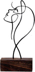 Veemoon Wrought Iron Line Characters Abstract Minimalist Female Statue Minimalist Facial Line Sculpture Home Table Ornament Tabletop Shelves Deskt...