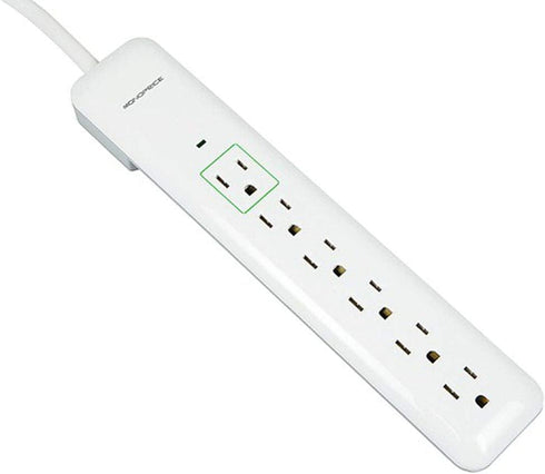 Monoprice 109198 6 Outlet Slim Surge Protector Power Strip - White - 3ft Cord | UL Rated 540 Joules With Power/Circuit Breaker Switch...