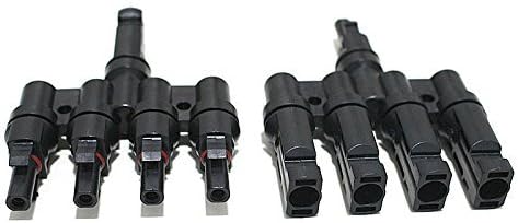 1 Pair Solar Energy Panel MC-4 T Branch Connectors Cable Coupler Combiner - 1 Male to 4 Female(M/4F) and 1 Female to 4 Male(F/4M)...