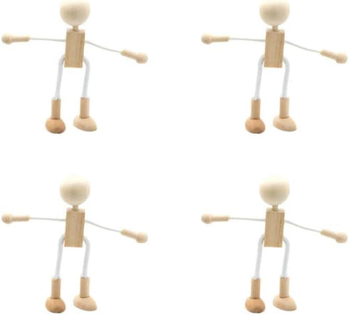 Exceart Wooden Pegs Wooden Pegs Peg Doll Supplies 4PCS Unfinished Wood Doll Shapeable Educational Crafts Toys Desktop Decoration for Kids DIY Pain...