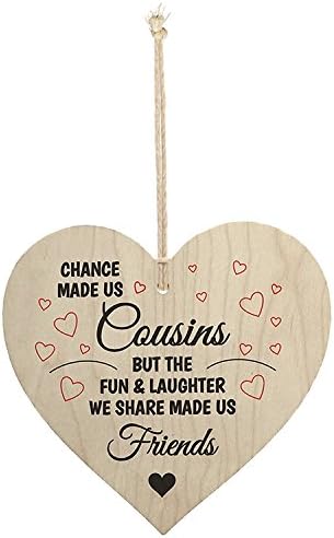 Meijiafei Cousins Fun Laughter Wooden Hanging Heart Plaque Sign Friendship Family Love...
