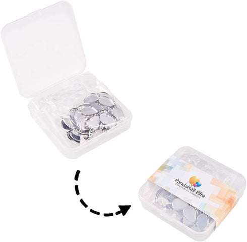 PH PandaHall 100pcs Bezel Pendant Blanks- 50pcs Drop Pendant Trays Photo Charms Cabochons Blanks with 50pcs Glass Cabochons Clear Dome for Wedding...