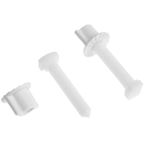 2Pcs White Plastic Toilet Seat Screws and Nuts with Washers,Hinge Bolts Screws Hinges Replacement Parts for Mounting Toilet Seats Toilet Lid Toile...