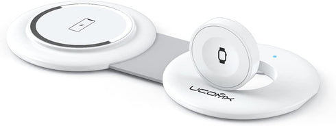 UCOMX Nano Mini Magnetic 2 in 1 Wireless Charger,Traveler Wireless Folding Charging Station,Compatible for iPhone 12/13/14/15 Pro Max,AirPods Pro,...