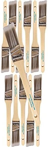 12PK 1 inch Angle Brush Premium Wall/Trim House Paint Brush Set Great for Professional Painter and Home Owners Painting Brushes for Cabinet Decks ...