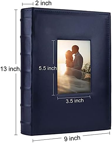 Vienrose Photo Album 4x6 300 Photos with Memo Area Leather Cover Large Capacity Slip-in Pictures Book for Wedding Baby Vacation, Blue...