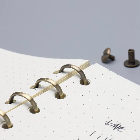 NatSumeBasics 2pcs A7 Binder Rings Bronze Metallic Replacement A7 Binder 6 Rings with Snap Split Hinged for Loose Leaf Notebook Book Photo Album D...