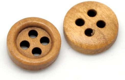 PEPPERLONELY Brand 200PC Natural 4 Hole Scrapbooking Sewing Wood Buttons 11mm (3/8 Inch)...